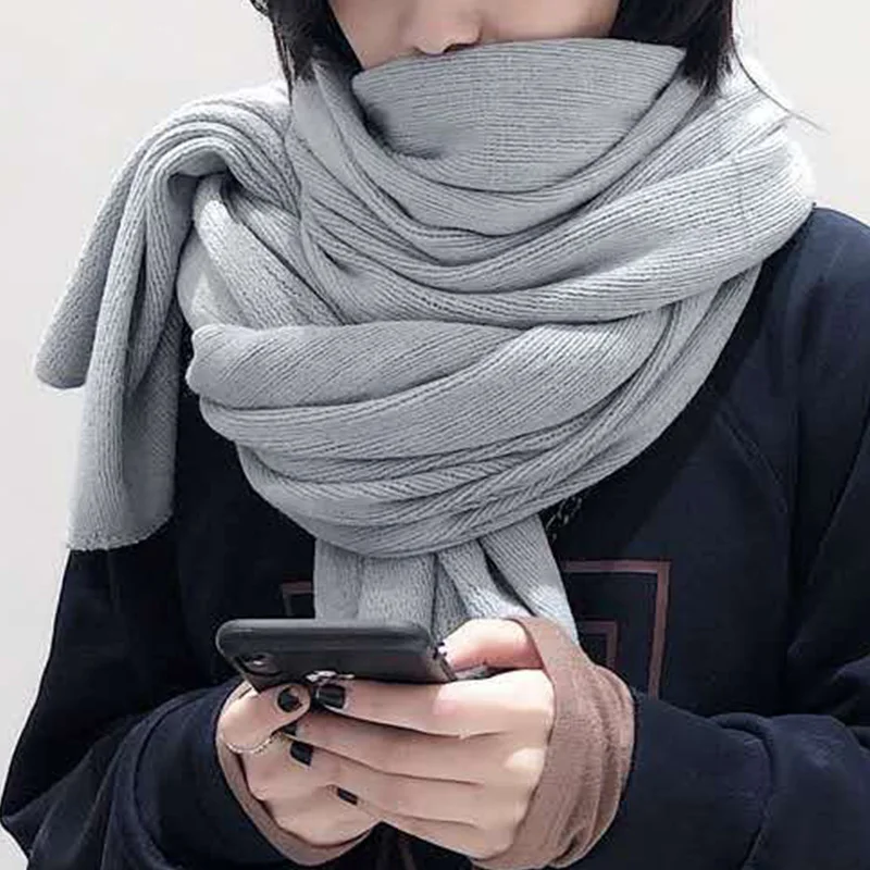 Herfst en winter meisjes zachte nek en heren effen kleur veelzijdige sjaal tweeërlei gebruik lange Koreaanse versie imitatie kasjmier warme sjaal