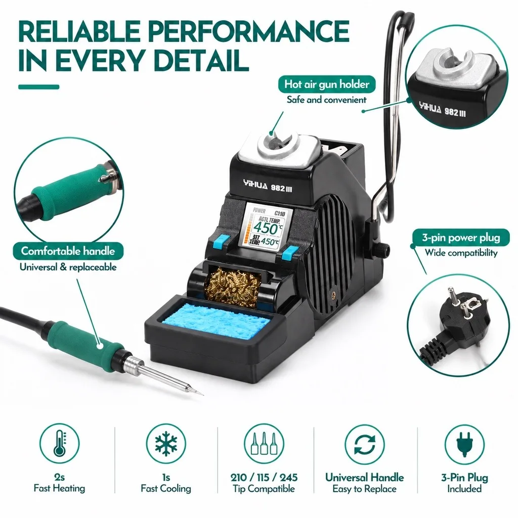 YIHUA 982-III C210 Soldering Iron Precision Soldering Station Control Temperature Welding Rework Station