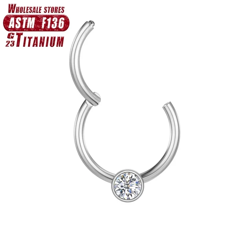 F136 Titanium piercing Clicker Cartilage Septum Goth Nose Ring Hoop Tragus Helix Industrial Labret Women Earrings Body Jewelry