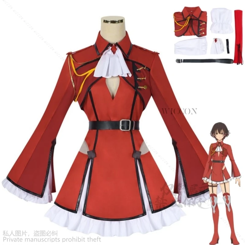 

Belle 2024 New Anime Bye Bye, Earth Cosplay Costume Red Uniform Dress Stocking Woman Sexy Lovely Halloween Christmas Suit Lolita