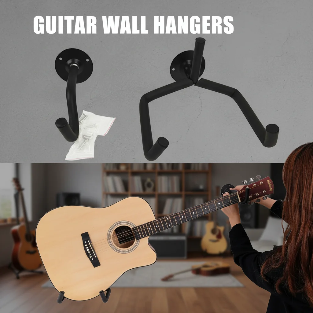Soporte de pared horizontal de metal negro para guitarra, bajo, violines, mandolinas, soporte de exhibición tipo listón