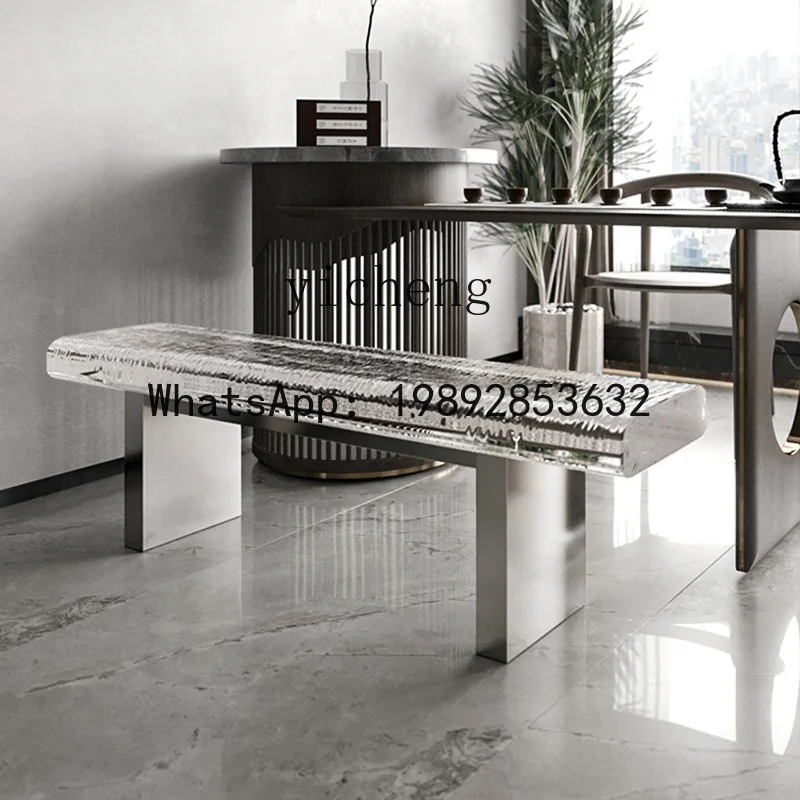 X6  Modern Light Luxury Acrylic Bench Furniture  Chair Transparent Resin Crystal Strip Stool