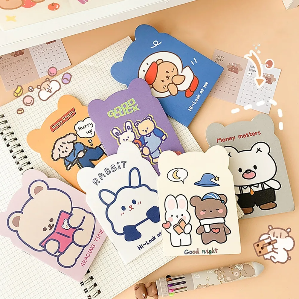 10 teile/paket Tragbare Notebooks Kawaii Notebook Gefüttert Papier Tagebuch Mini Notizblock Cartoon Bär Ohr Cartoon NoteBook Büro Liefert
