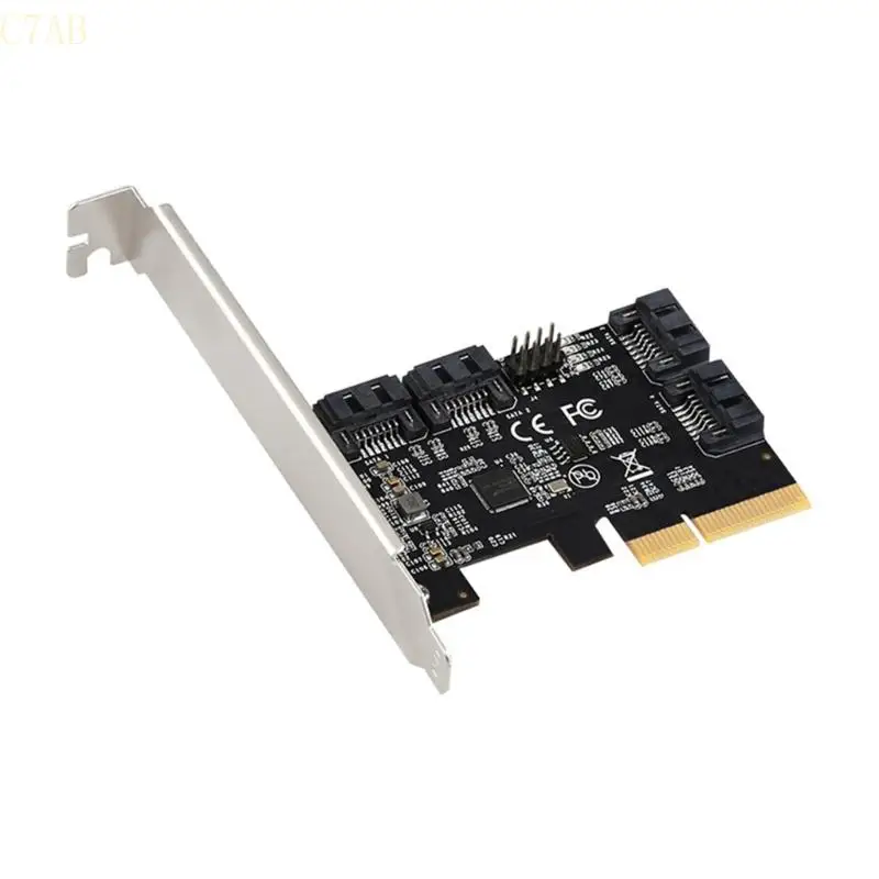 

C7AB Expansion Card PCIe to 4 Port SATA3.0 SSD 6Gbps Controller Adapter