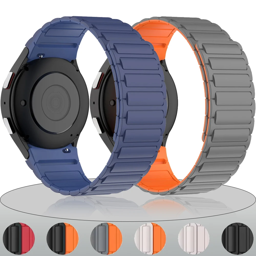 Silikonarmband für Samsung Galaxy Watch 7, 6, 5, 4, FE 40/44 mm, 5 Pro, Magnetband für Galaxy Watch 6 4 Classic 43 mm/47 mm/42 mm/46 mm