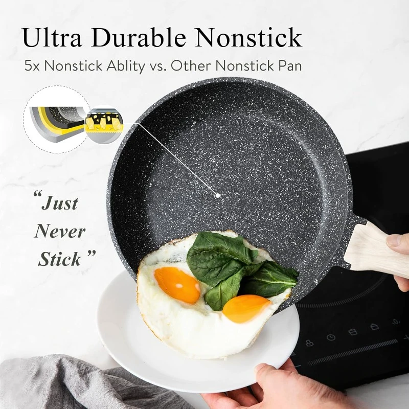 Nonstick Pots and Pans Set,Cookware Sets 13Pcs Nonstick, Healthy Non Stick Induction Stone Cookware Kitchen Granite Cooking Set