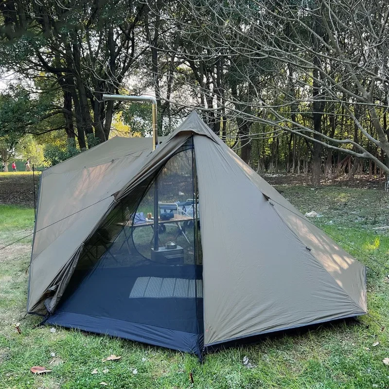 Outdoor camping and picnic tents, lightweight and portable, suitable for multiple people, windproof pyramid-shaped canopy