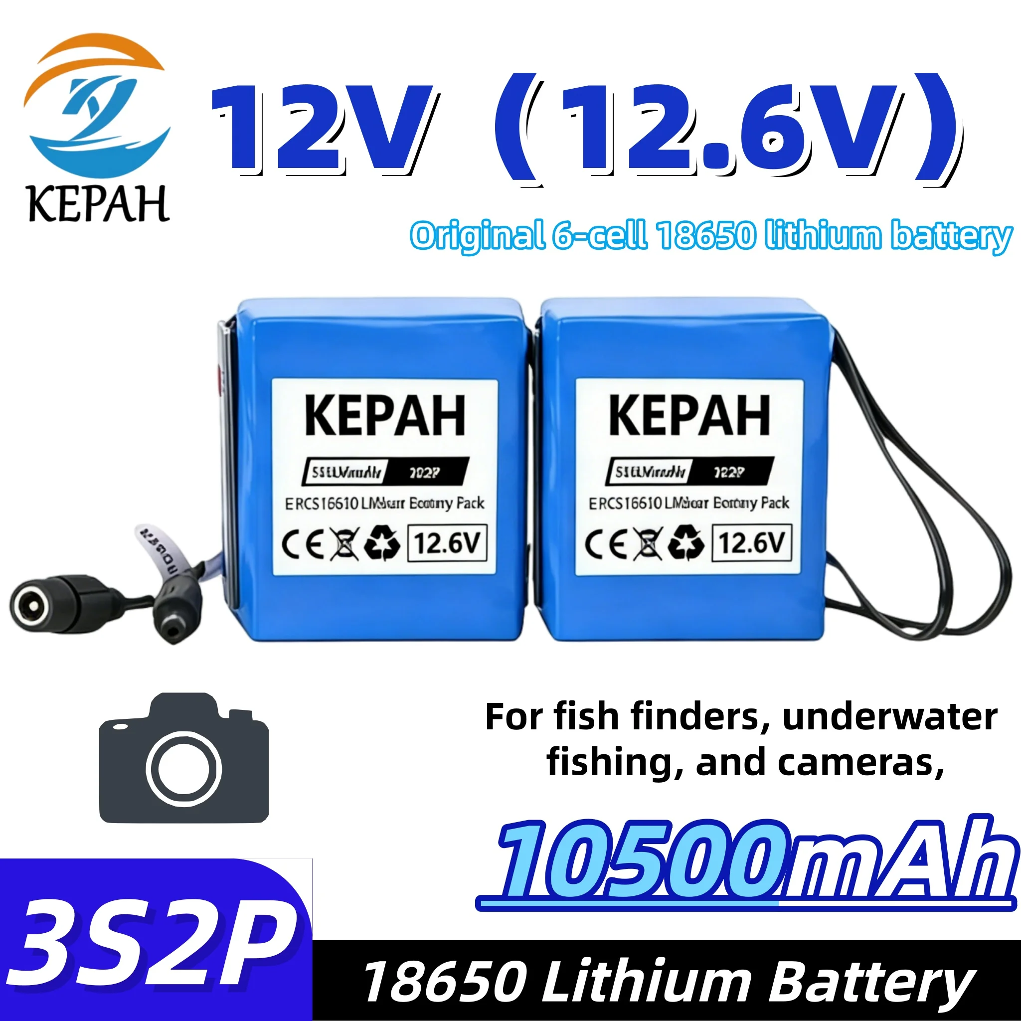 12.6V 3S2P Lithium Battery For Fish Finder Outdoor Audio Car Washer Monitor Street Light