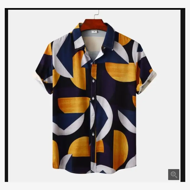 여름 남성 하와이안 티셔츠 프린트 스탠드 핏 청소년 패션 여름 시즌 플로럴 패턴 코튼 블렌드 티셔츠