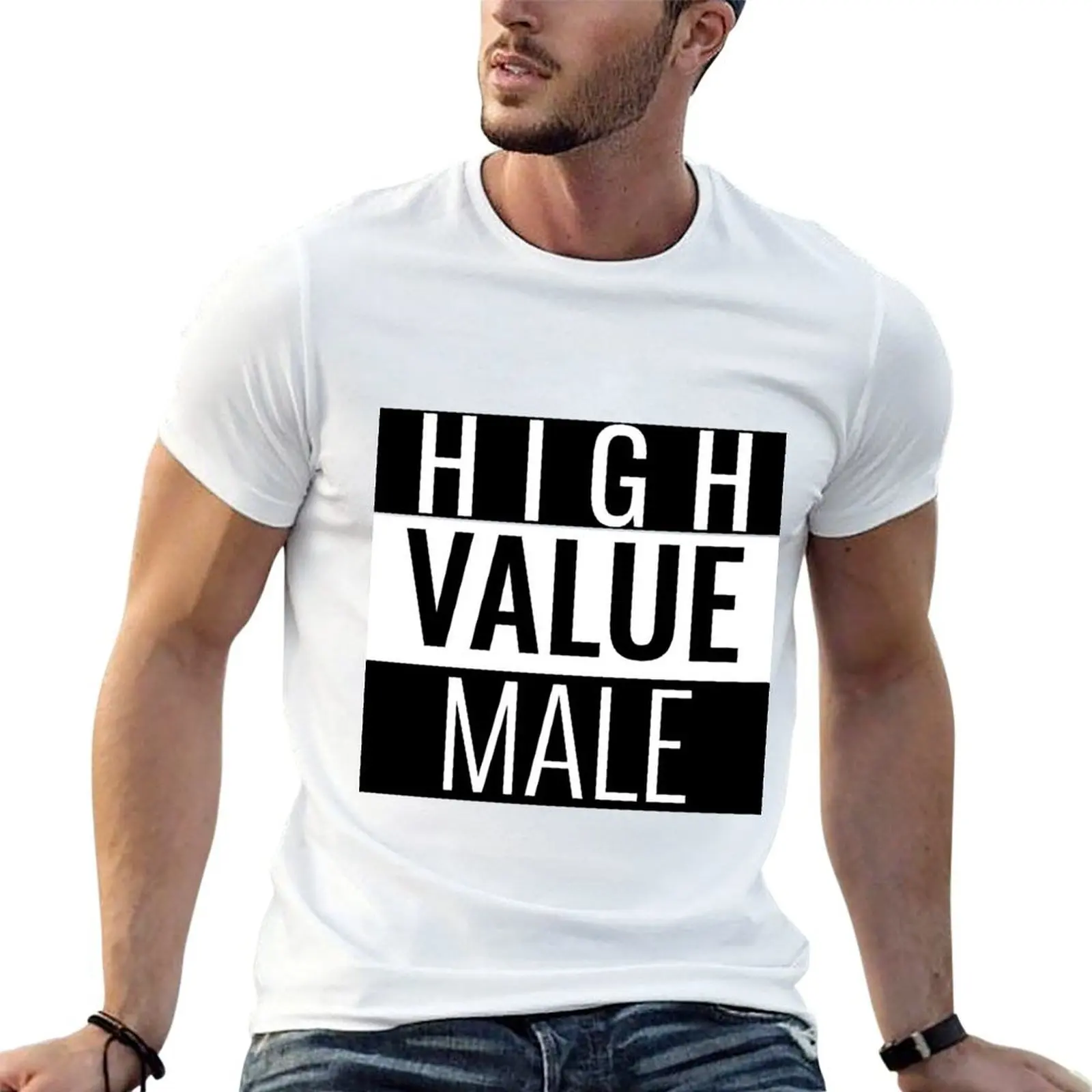HIGH VALUE MALE. STICKER T-Shirt vintage clothes new edition heavy weight t shirts for men