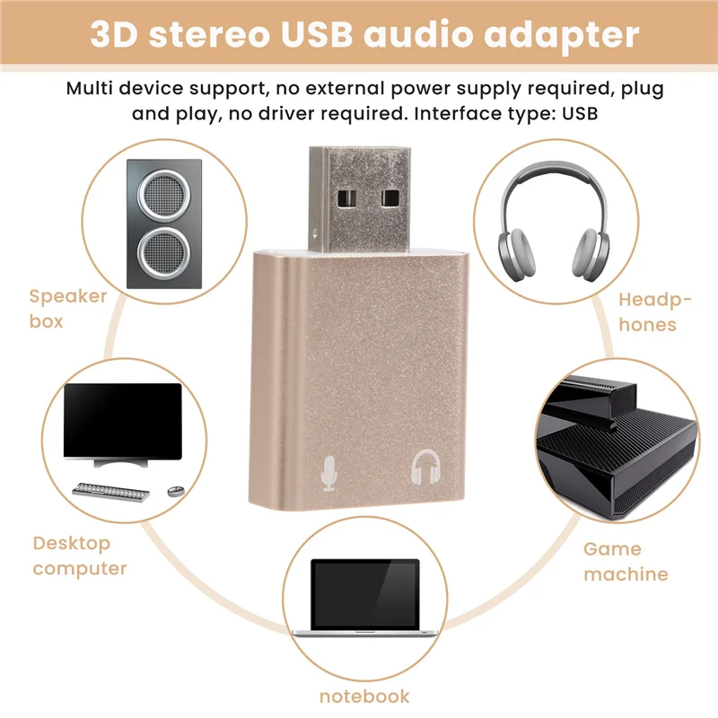 Звуковая карта USB 7,1, внешний USB-разъем 3,5 мм, адаптер для наушников, стерео аудио, микрофон, звуковая карта для ПК, компьютера, ноутбука