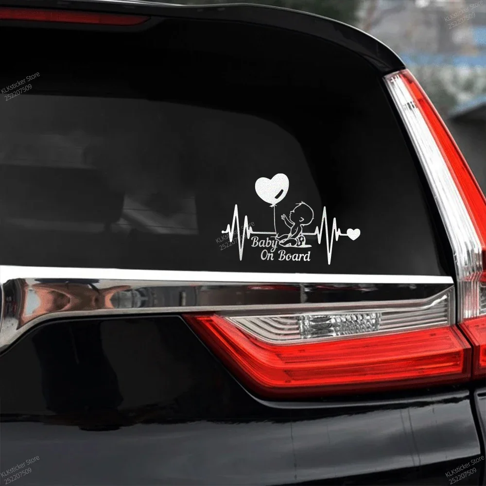 Baby On Board Sticker Heartbeat Balloon Decoration Car Window Windshield Auto Safety Caution Warnning Decor Decal Accessories view 2