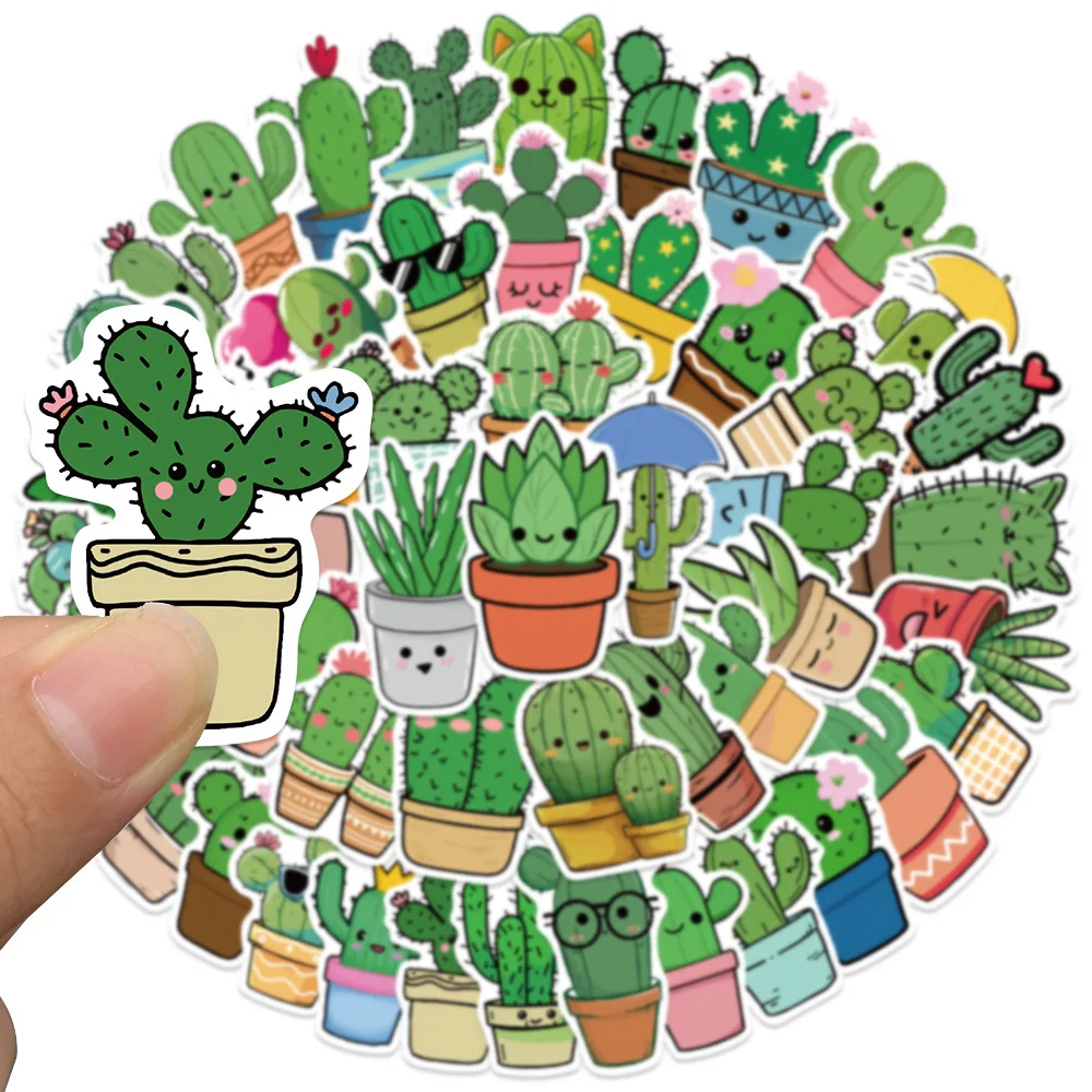 10/50PCS Cute Cactus Plant Graffiti Stickers Kawaii Potted Plants Cartoon Decal Luggage Phone Guitar Skateboard Helmet Kid Toys - Image 3