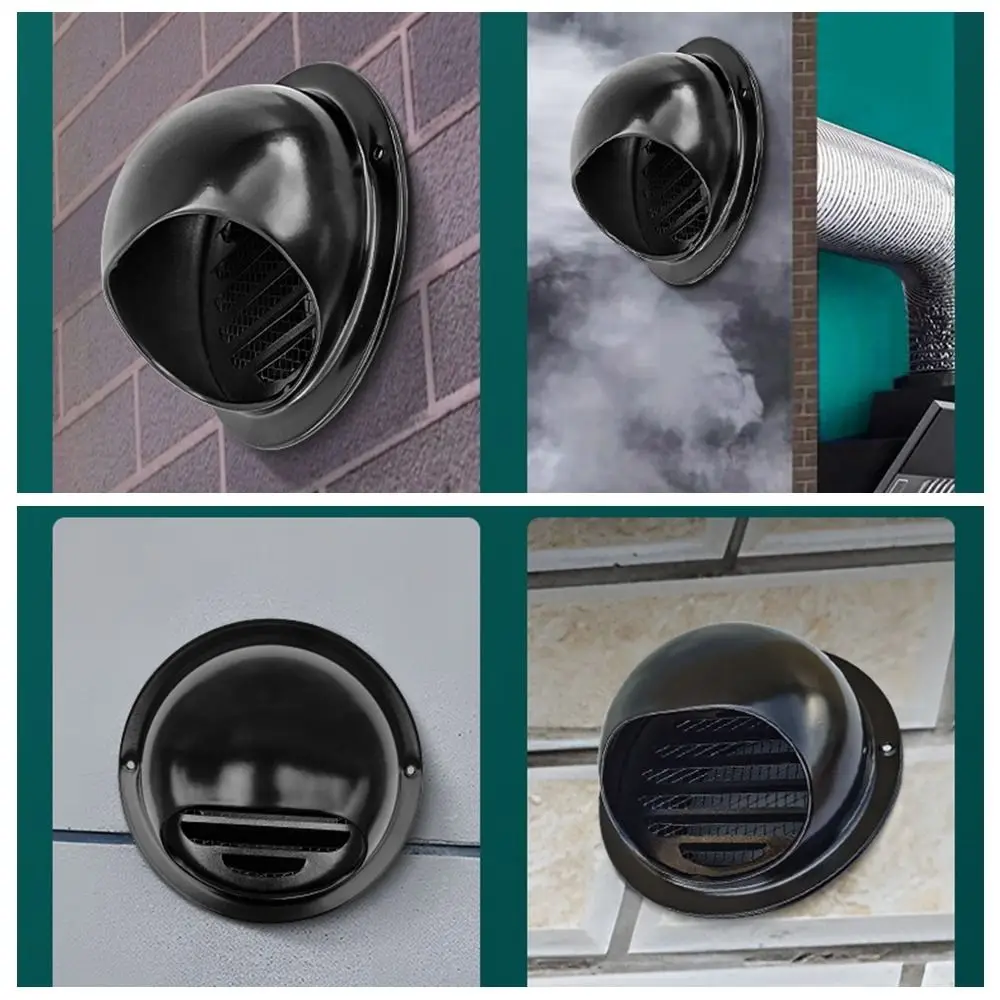 Stainless Steel Stainless Air Vent Cap Black Rainproof Windproof Outdoor Flue Rain Cover Anti-Rust Durable Wall Mount