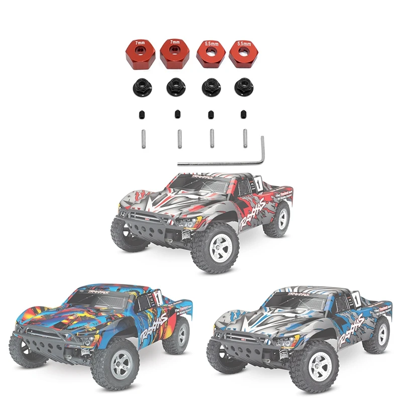 دبابيس محاور العجلات المعدنية السداسية ومجموعة صواميل قفل ذات حواف M4 لأجزاء ترقية Traxxas Slash 2WD 1/10 استبدال 1654 3654