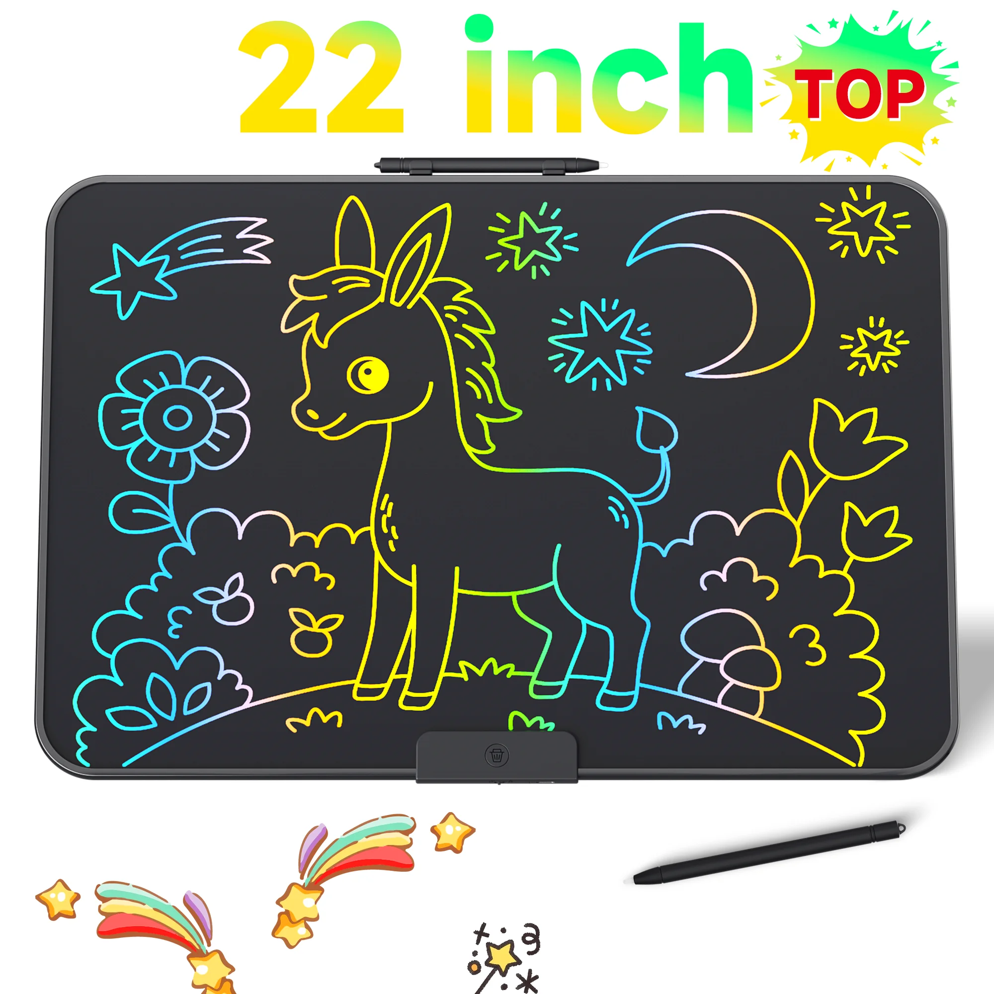 

22-дюймовый ЖК-планшет для письма для детей, красочная электронная доска для рисования, перезаряжаемый цифровой планшет для рисования, обучающая доска для письма