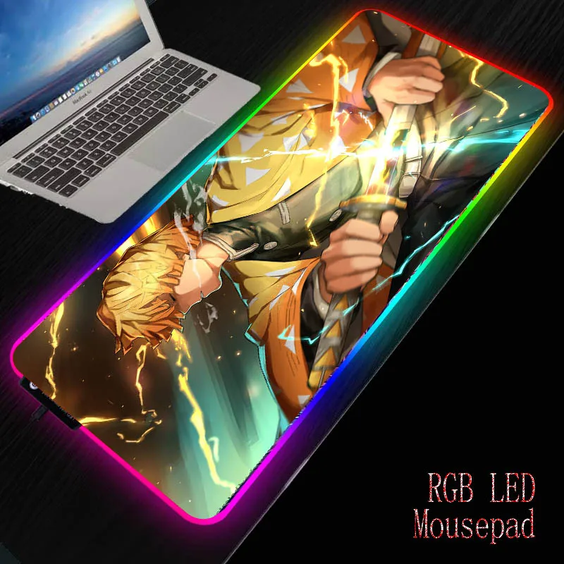 Zenitsu Agatsuma Mousepad Anime Desk Setup Accessories Mouse Pad Xxl Office Gamer Diy Gaming Computer Mouse Mat Mouse Carpet