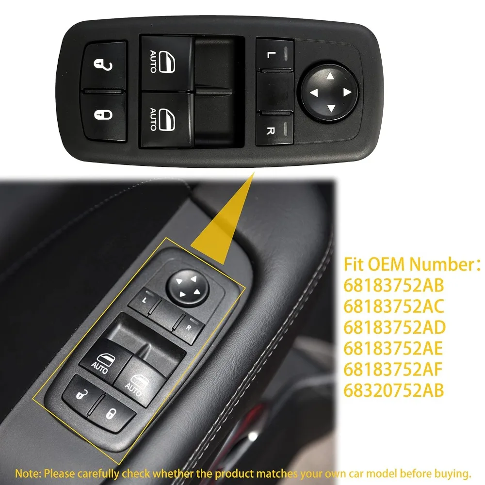 

68183752AE Window Control Switch for Dodge Challenger 2015-2022 Front Left Electric Power Lifter Adjust Button Car Accessories