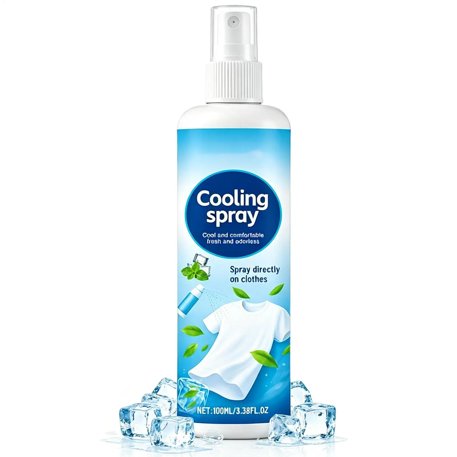Spray Refrescante de Verano de 100 ml, Portátil, Sensación de Hielo, Alivio para Ropa y Entrenamiento, Hidratante de Larga Duración