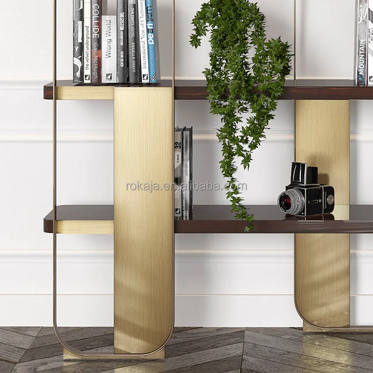 Modern New Design Bookshelf Luxury Living Room Gold Metal Display Shelves Study Office Creative Shelves Bookcase