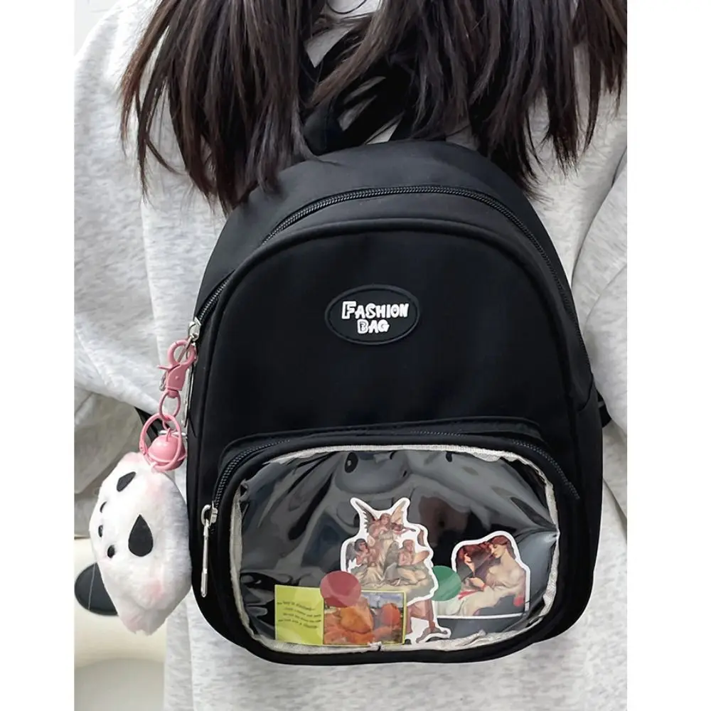 New Nylon Harajuku Backpack PVC Pocket Transparent Doll Bag Japanese Style JK Uniform Bag