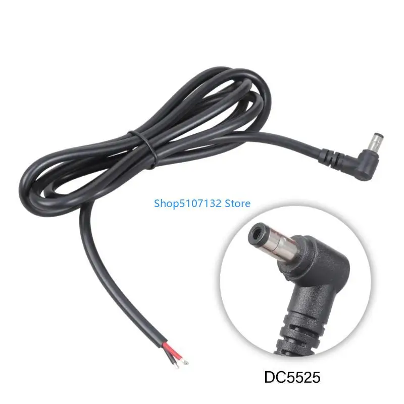 87HD 90 Degree DC5525 Power Cable 5.5x2.5mm Plug to Bare Wire 15A Rating Extension Cord Line for Home Electronics Devices