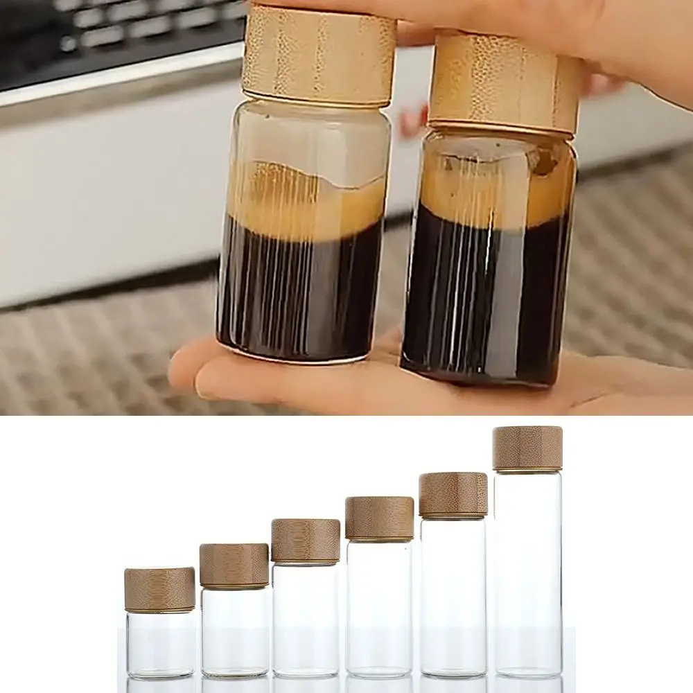 Dispensing Bottles Glass Sealed Spice Jars Transparent Storage Tank with Wood Lids Glass Storage Bottle Storage Tool