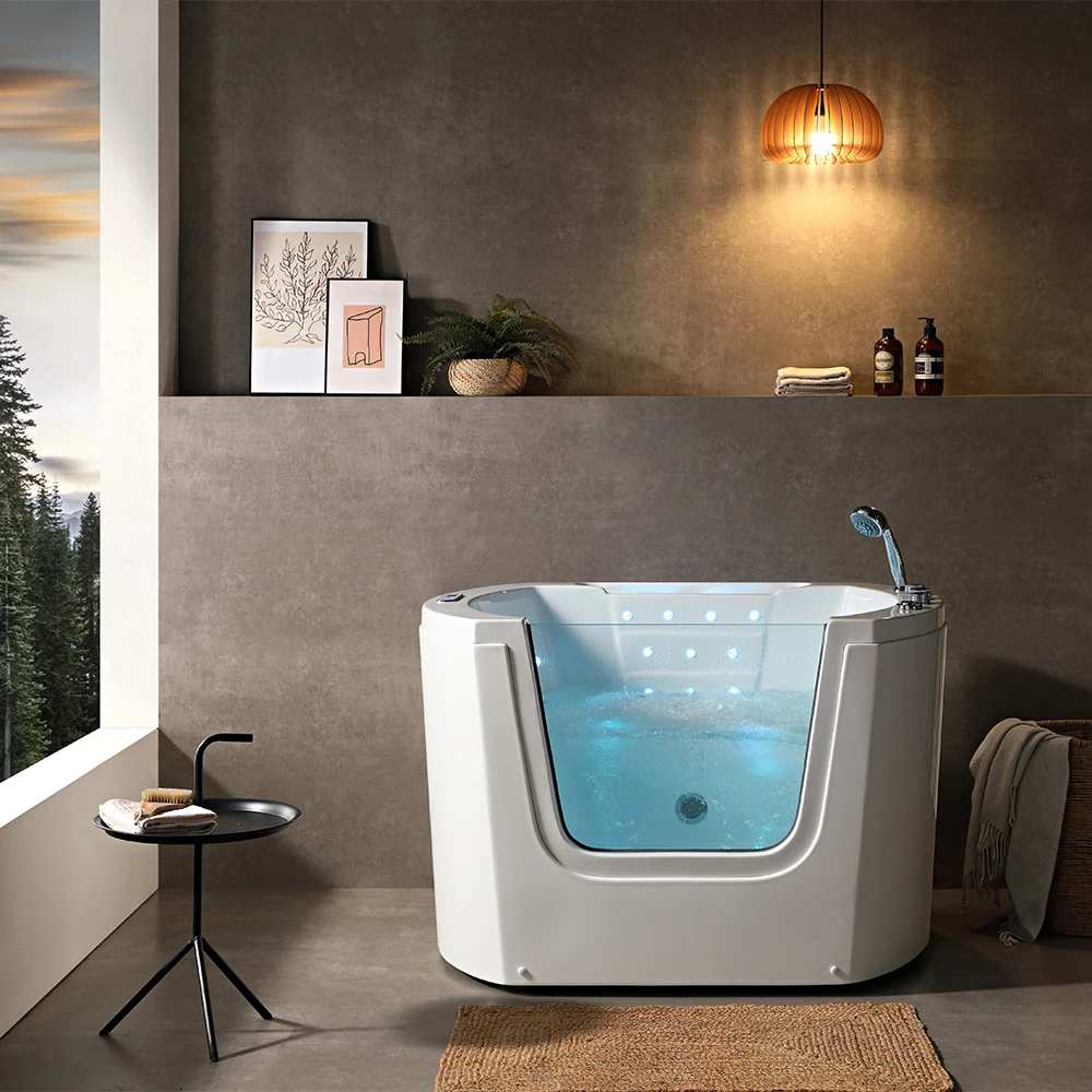 Baby Tub Modern Crown-Shaped Folding Bathtub Quality Baby Bath Freestanding Installation Drainer Massage Whirlpool Bathtub