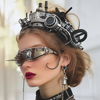 Future Punk One-piece Lenses Personality Trend Metal Rivet Party Glasses Fashion Cycling Fashion Design Glasses Home Furnishings