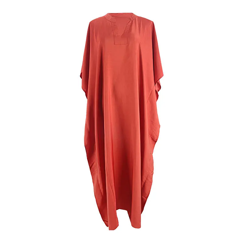 Swimsuit Cover Up Women Kaftan Beach Tunic Solid V Neck Elegant Summer Long Dress Loose Beachwear Bathing Suit Swimwear