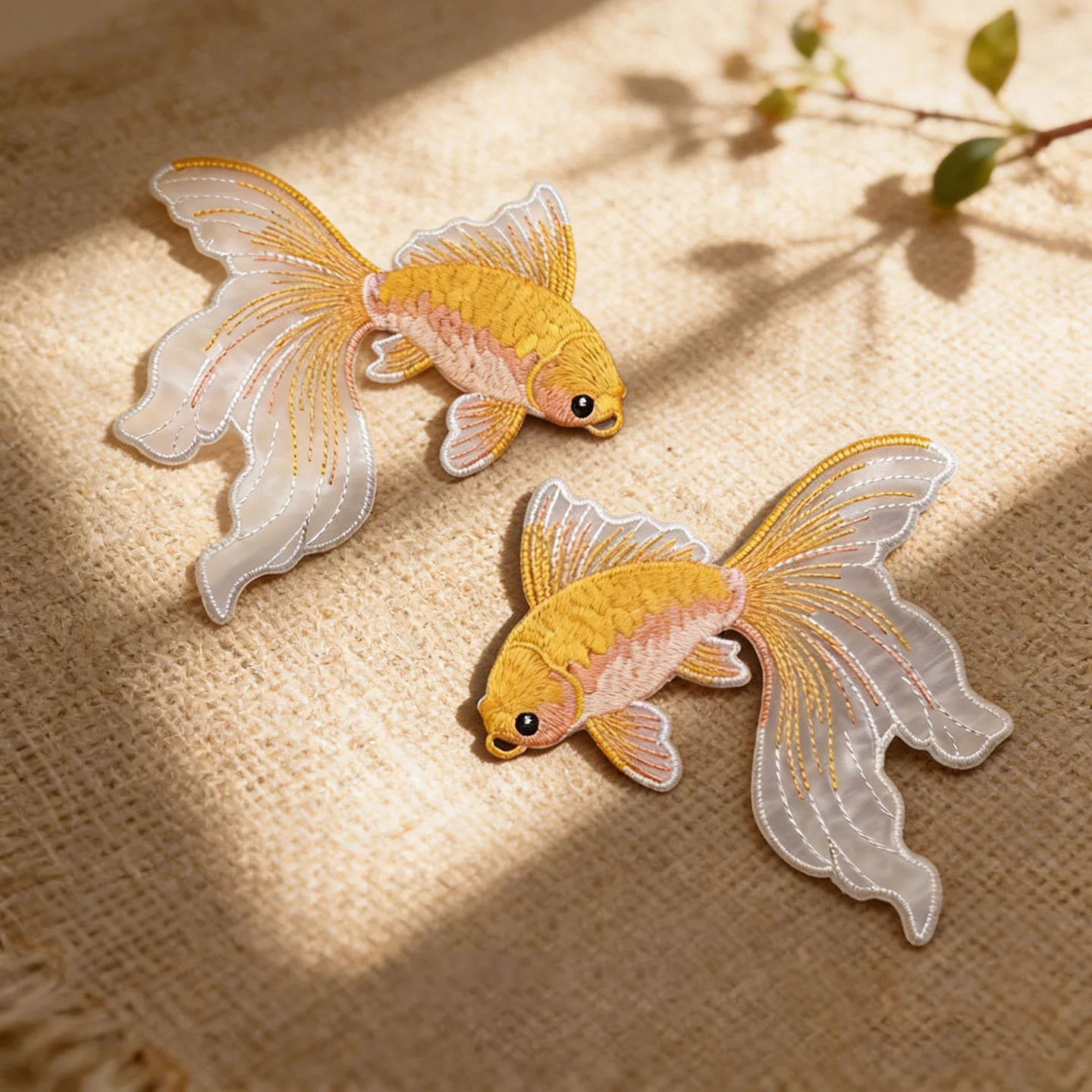 1 Paar mehrfarbige Goldfisch-Stickerei-Aufnäher aus Stoff für T-Shirts, Taschen, Hüte, Accessoires, DIY-Bügelbilder zur Reparatur – Detail 6