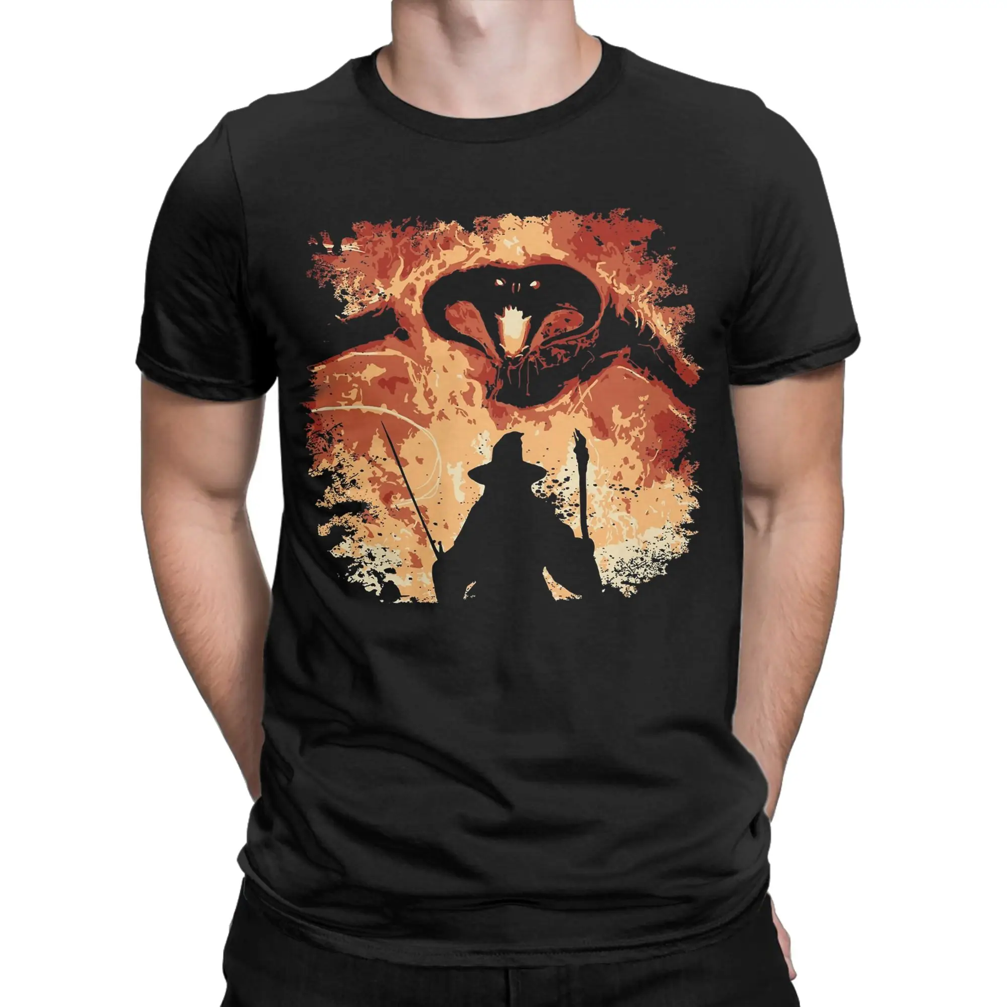 Men T-Shirt You shall not pass L-Lords Of The R-Rings Vintage Cotton Tees Short Sleeve  T Shirts O Neck Tops Printed