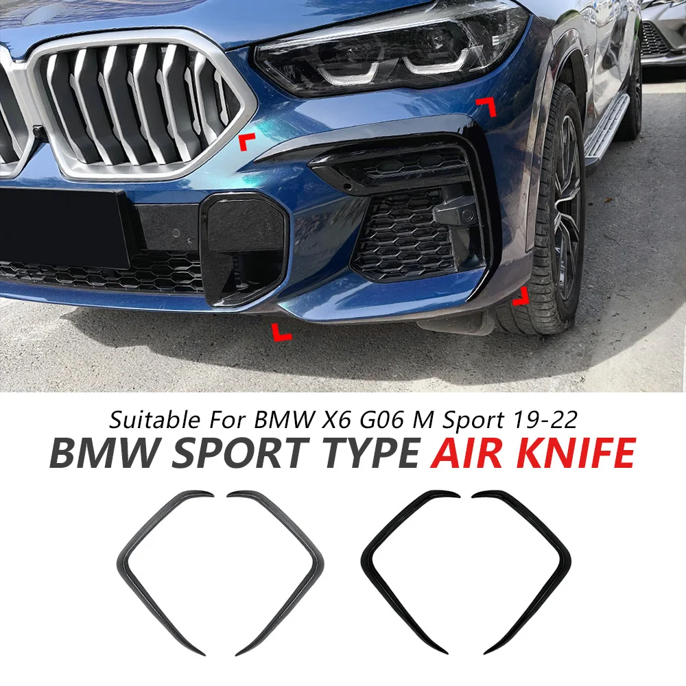

Front Bumper Wind Blade Trim For BMW X6 G06 2019-2022 Glossy Black Sport Bumper Side Spoiler Trim Auto Accessories