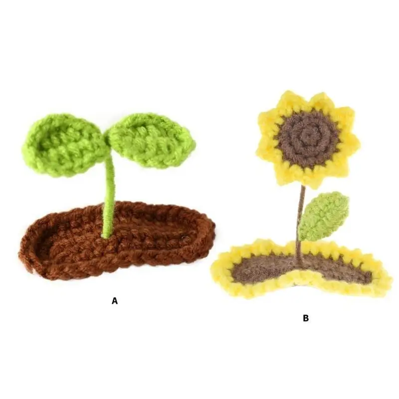 

31BB Elegant Sprout 2000s Exquisite Knitting Flower Hair Clip Handwoven Flat Clip