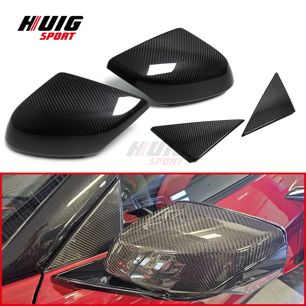 4Pcs Carbon For Corvette C8 Stingray Z06 Z51 E-Ray 2020-2024 Car Side Wing Rear View Mirror Shell Window Triangle A Panel