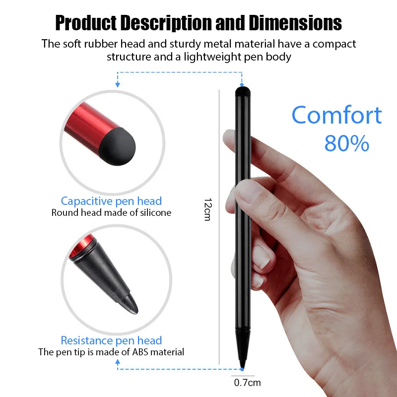 2in1 Universal Stylus Pen for iPad Touch Pen for Apple Touch Screen Capacitive Pencil for Huawei Lenovo Samsung iPhone Xiaomi