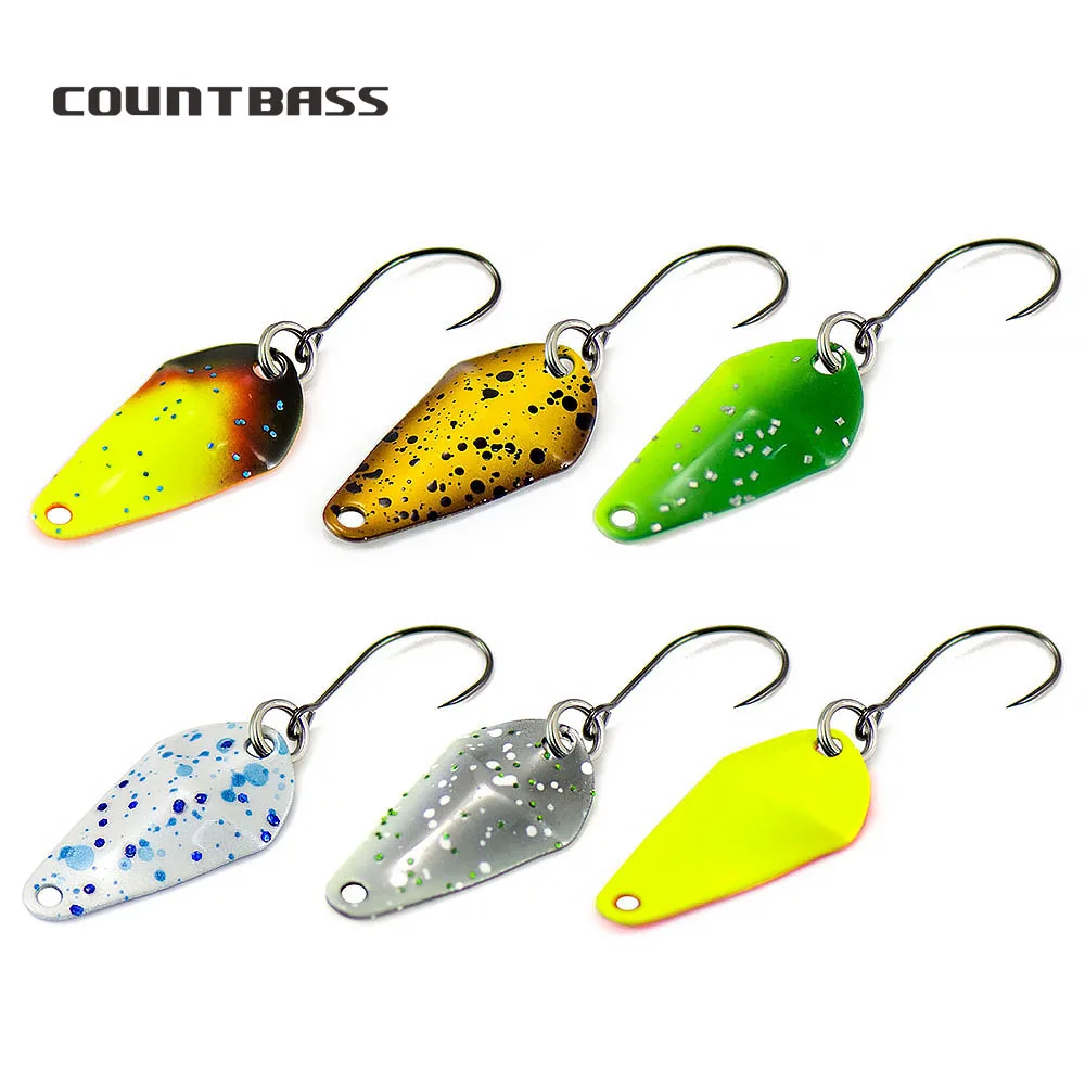 COUNTBASS 6PCS Casting Trout Spoons 1.5g 3/64oz  Salmon Pike Bass Metal Brass Fishing Lures