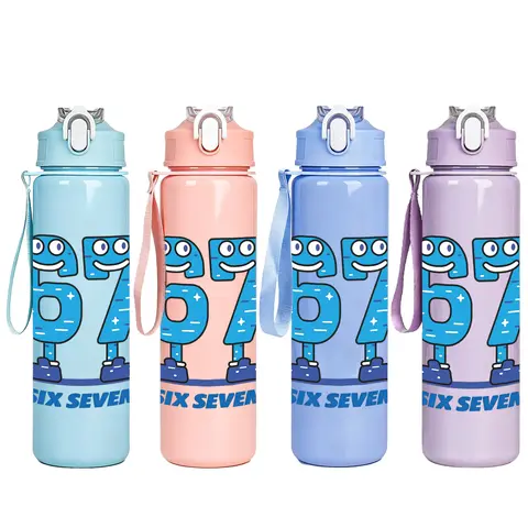 750ml 26oz Blue Cute Cartoon Design Sports Water Bottle Reusable Travel Essential Ideal Birthday Gift