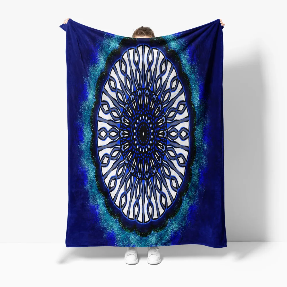

Blue Snowflake Galaxy Print Fleece Blanket Soft Warm Throw Bed Sofa Decorative Gift Cushion Cover