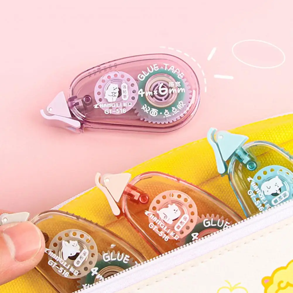 4Pcs Adhesive Tape Roller Cartoon Pattern Scrapbooking Permanent Adhesive Tape Dispenser Runner Double-Sided Tape Roller