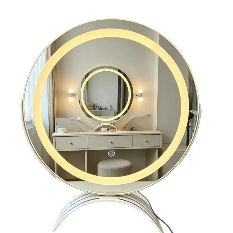 Makeup mirror rotatable three-color dimming smart mirror with lamp dressing mirror led lamp dressing