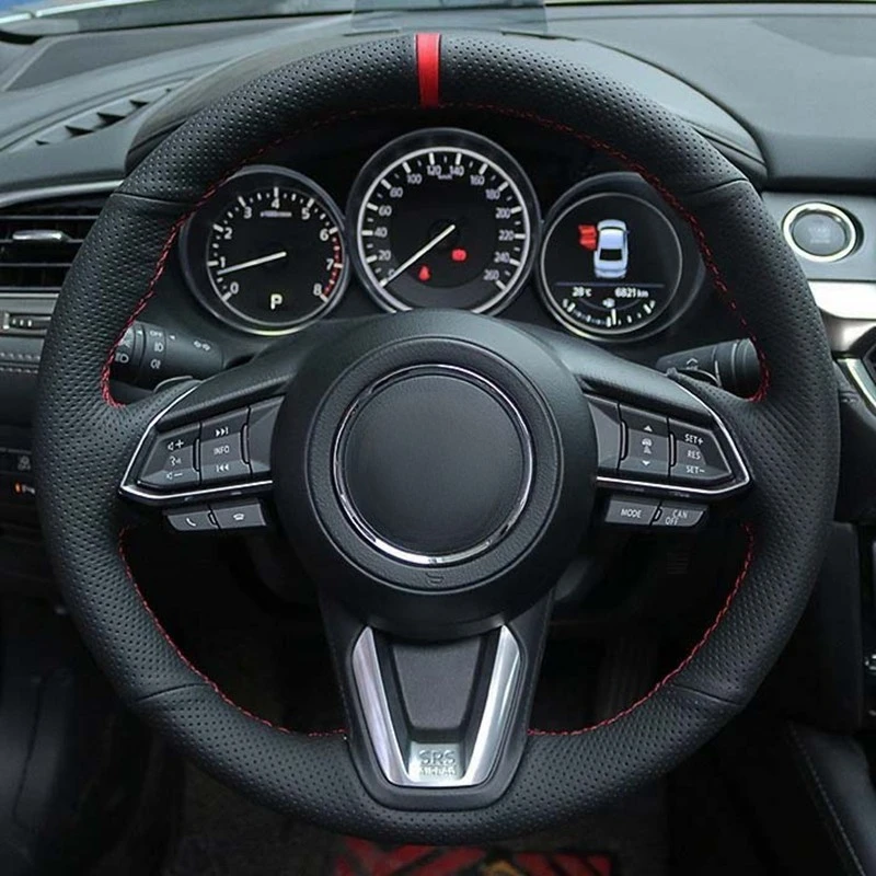 Car Steering Wheel Cover Steering Wheel Cover Black Artificial Leather For Mazda 3 Axela 2017-2018 Mazda 6 Atenza CX-3 CX-5 CX-9