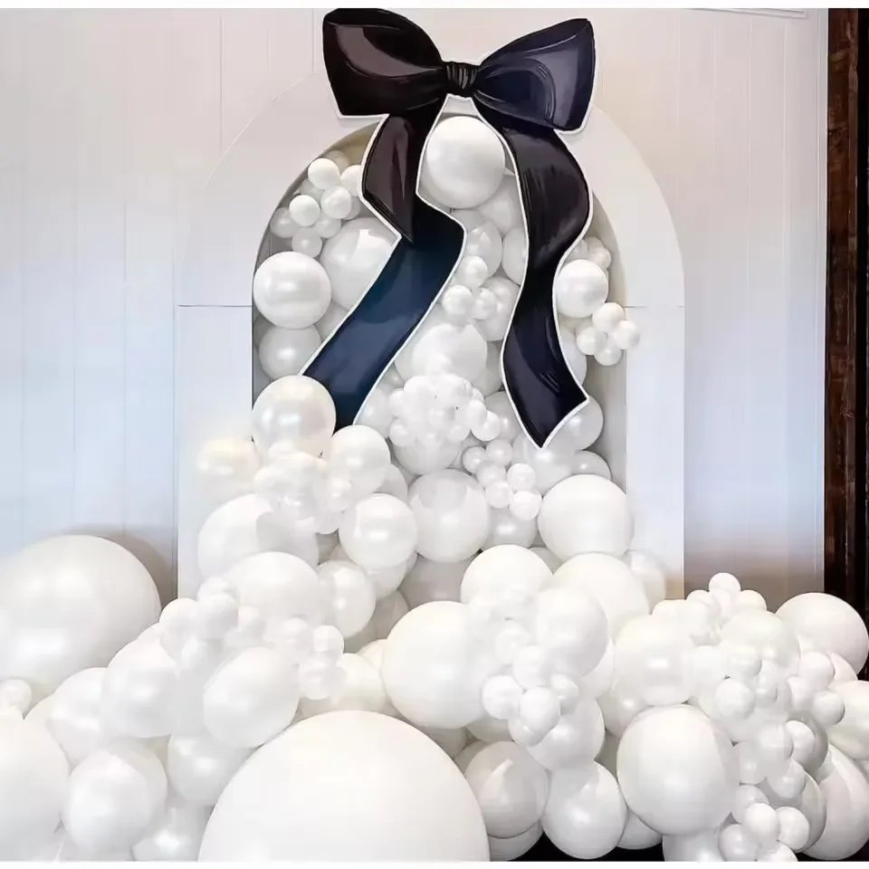 Perlweiße, dicke, doppelt gefüllte Luftballons, Girlandenbogen-Set, Hochzeit, Verlobung, Geburtstag, Party, Brautparty, Babyparty, Party-Dekoration – Detail 5