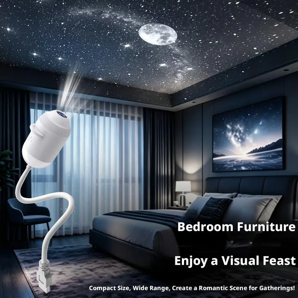2-in-1 Galaxy Star Projector Light High-definition USB Starry Sky Projector Night Light Bedroom Car Home Atmosphere Lamp