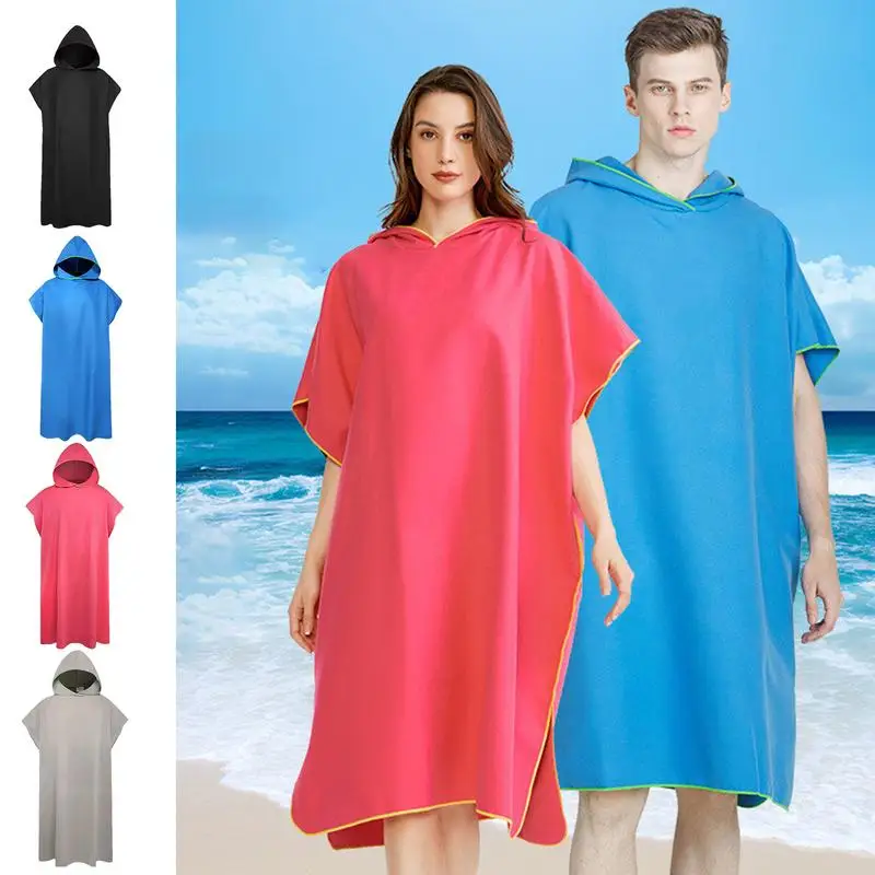 Towel Poncho Adult Absorbent Microfiber Swimming Adult Bathrobe Quick-Dry Changing Towel Beach Poncho Hooded Bath Towel For Men