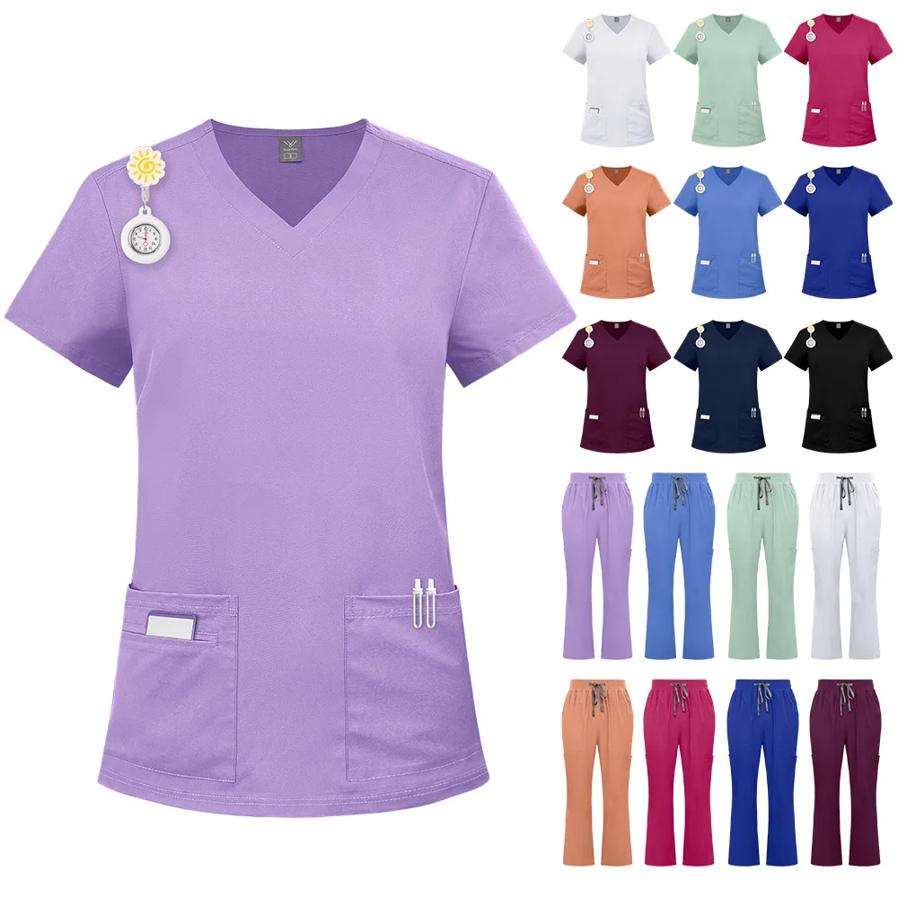 Uniforme de limpieza para mujer, Top médico ligero de manga corta, ropa de trabajo médica elástica, camisa de médico y enfermera para cirugía, clínica Dental