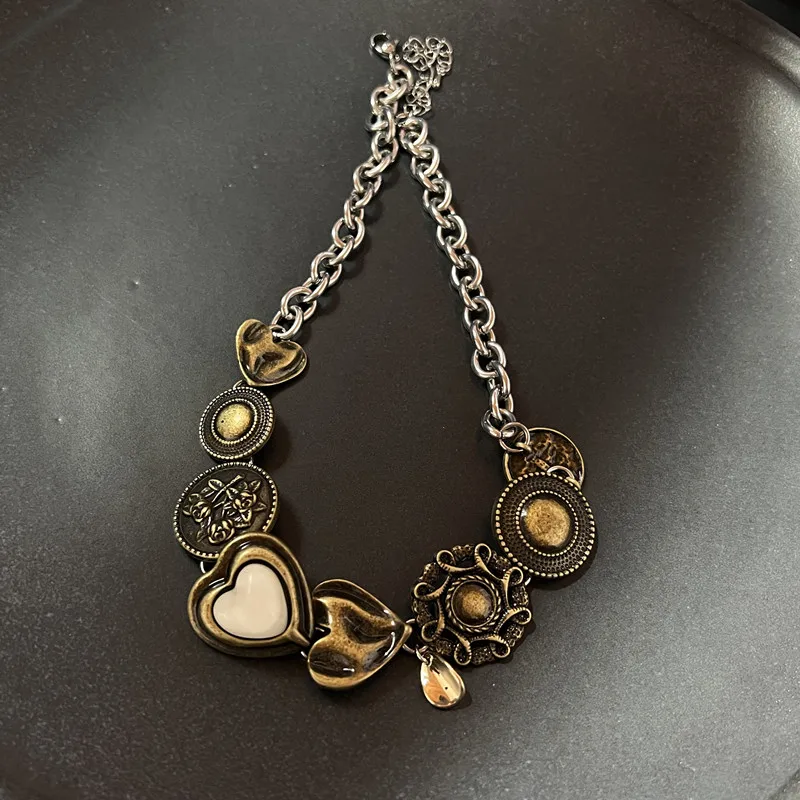 Vintage Leder Braun Stein Anhänger Halskette Stapeln Halsband Temperament Schlüsselbein Kette für Frauen Mädchen Herbst Winter Halskette – Detail 4