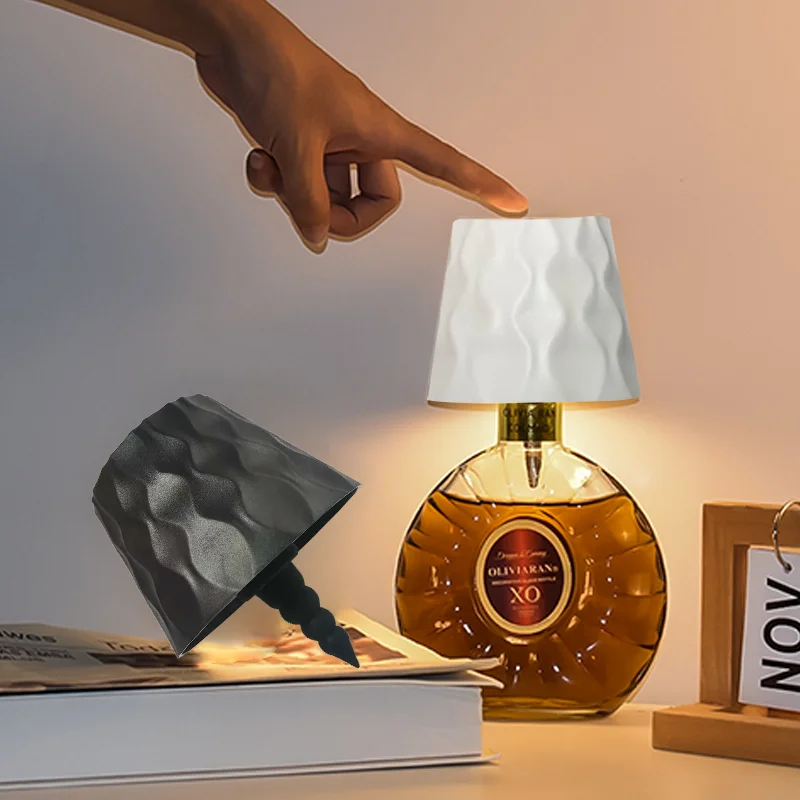 

Wireless Bottle Table Lamp Touch Control 3 Colors Dimming Night Lamp USB Vases Led Light Bar Dining Touch Control Decor Lamp