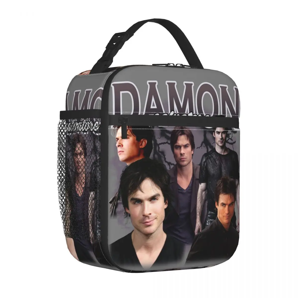 Damon Salvatore Insulated Lunch Bags Thermal Bag Reusable The Vampire Diaries Ian Somerhalder Tote Lunch Box Bento Pouch Outdoor