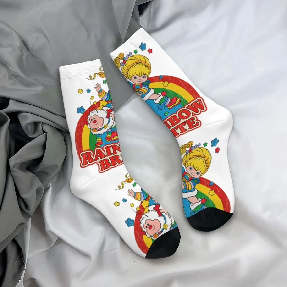 

All Seasons Crew Stockings Rainbow Brite Vintage Colorful Design Socks Harajuku Long Socks for Men Women Valentine's Day Gifts